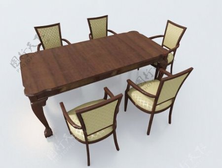欧式餐桌组合3d模型下载