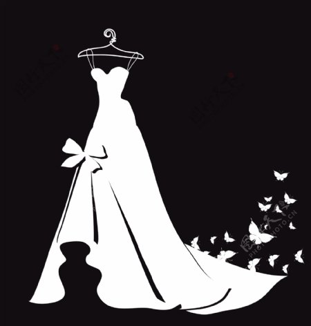 婚纱剪影和蝴蝶