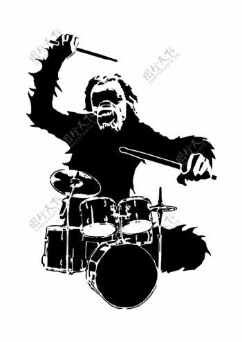爱好音乐的猩猩鼓手向量