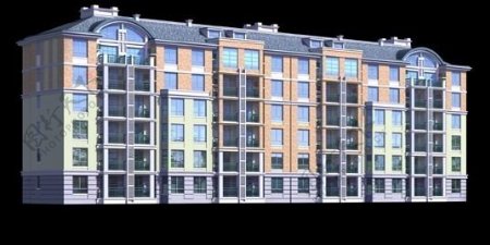 对称式设计多层城市住宅3d建筑模型