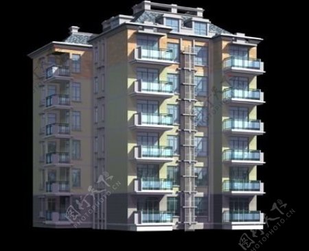 多层城市住宅3d建筑模型