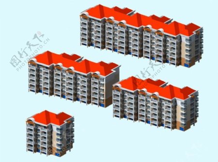 红顶多层建筑模型