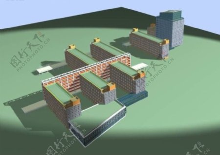 学校建筑群模型3D设计