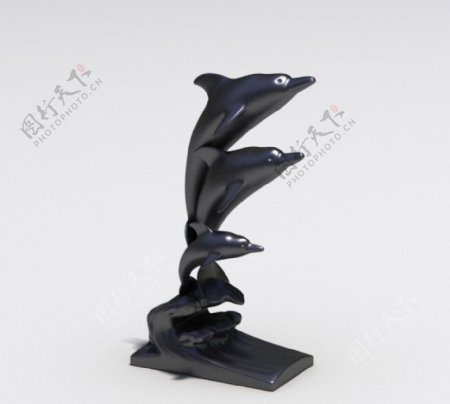 跳跃的海豚雕塑模型