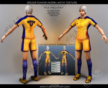 soccerplayermodeltextures足球运动员含maya模型