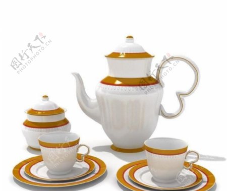 陶瓷碟子陶瓷碗茶壶杯子碟子055带贴图