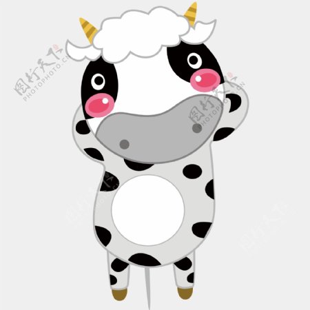 印花矢量图卡通动物奶牛斑点色彩黑色免费素材