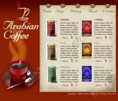 阿拉伯咖啡豆企业网站模板