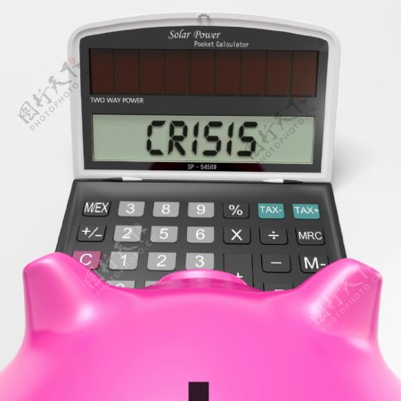 计算器显示经济危机的恐慌和担忧