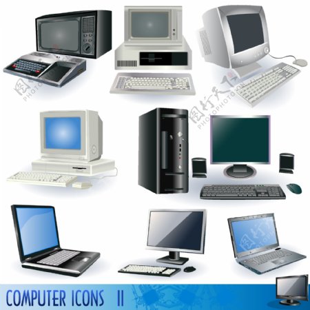 矢量电脑和电脑配件