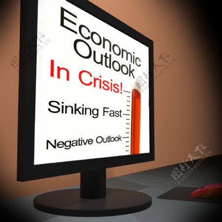 在监视器显示财务预测经济前景