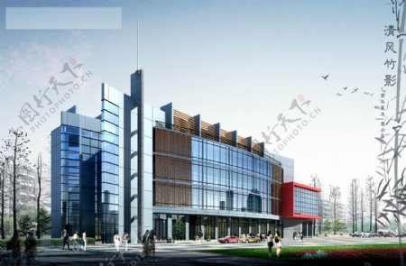 四层现代风格办公楼设计图含效果图