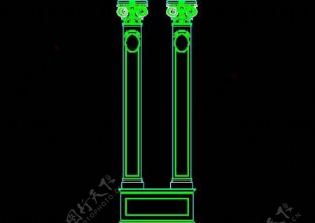 栏杆柱子雕花门装饰主题CAD图块素材4