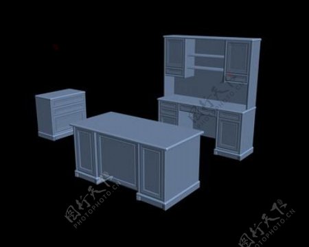 3D桌子柜子模型设计