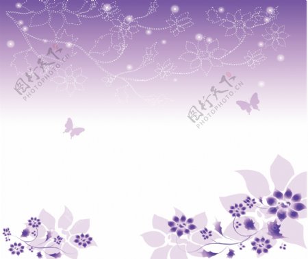蓝紫色花朵蝴蝶移门图片