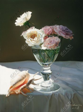 高清静物花卉油画001图片