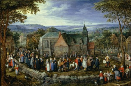 BruegheltheElderJanCountryWeddingCa.1612大师画家古典画古典建筑古典景物装饰画油画