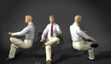 坐着的男人模型图片