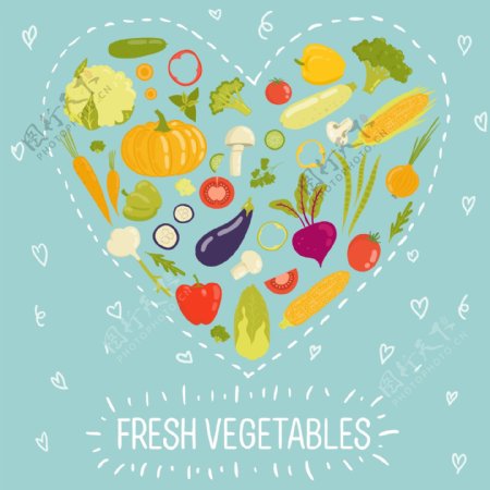 爱心蔬菜水果卡片小图标
