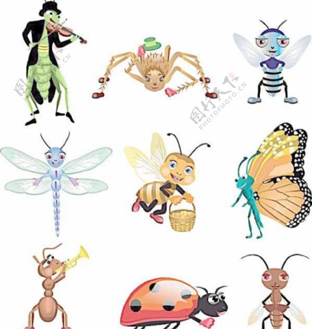 可爱卡通昆虫矢量素材图片