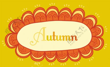 你的文本的秋天主题标题矢量标题页装饰抽象框架