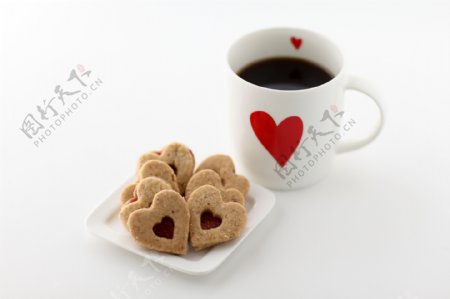 心形曲奇饼咖啡图片
