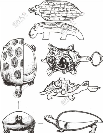 传统吉祥动物纹样龟器皿