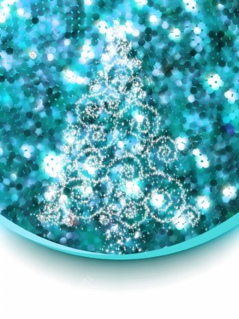 蓝色炫光雪花圣诞树