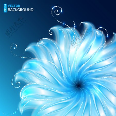 蓝色的花朵背景矢量素材
