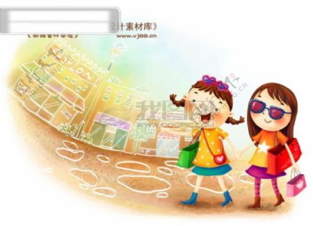 HanMaker韩国设计素材库背景卡通漫画快乐天真孩子儿童画画熊猫
