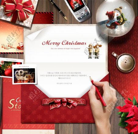 祝福的红色圣诞信封