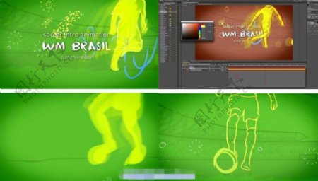 手绘风格世界杯足球比赛开场动画AE模板