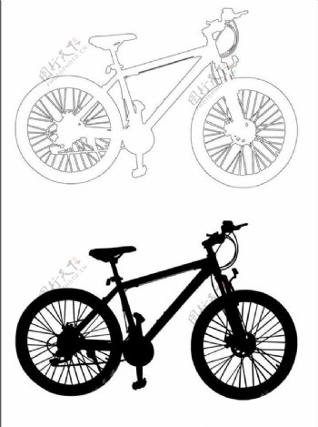 自行车剪影轮廓图图片