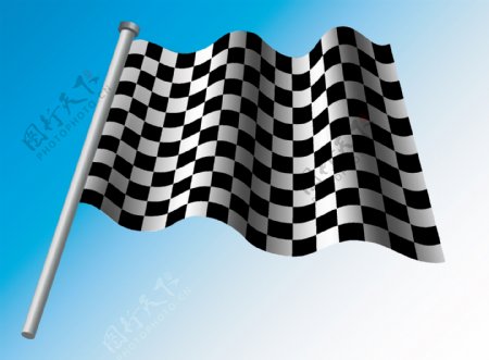 F1赛车旗帜与奖杯元素矢量素材下载