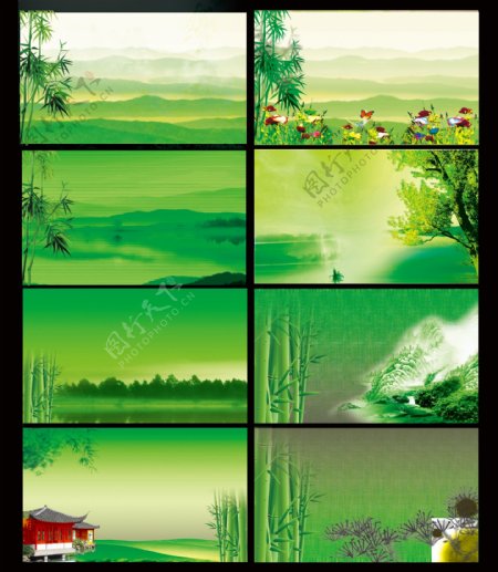 绿色背景图片春天夏天竹子山