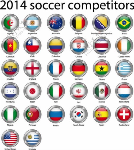 世界杯国旗图标矢量素材