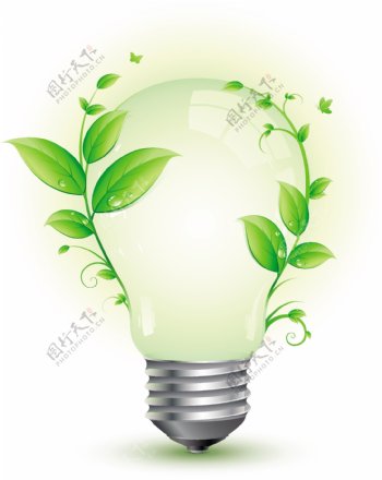 创造绿色节能灯泡矢量素材