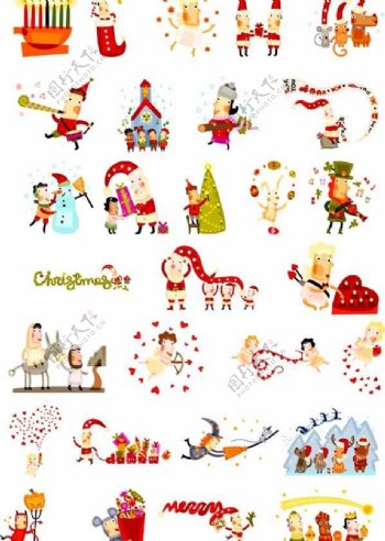 29个可爱的卡通风格的圣诞插图矢量素材