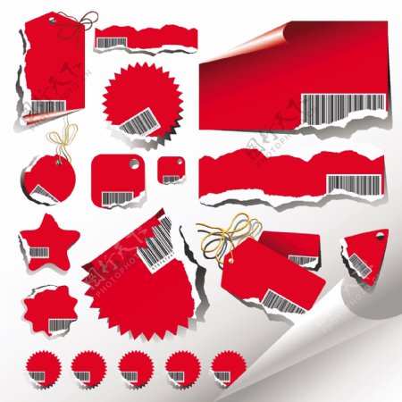 各种红色商场用装饰标签矢量素材2