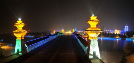 曲阜城市大成桥夜景图片