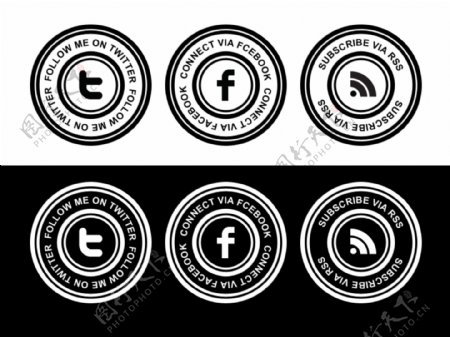 社会媒体的徽章PSD