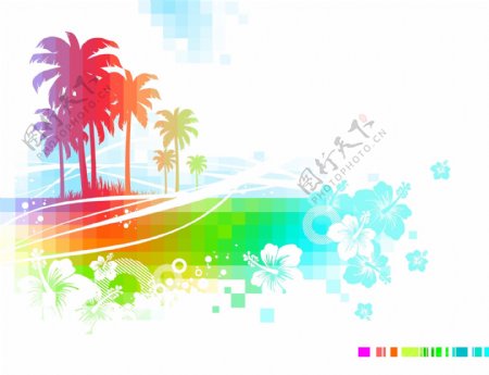 水墨椰子树背景图片