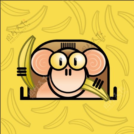 香蕉猴子矢量矢量