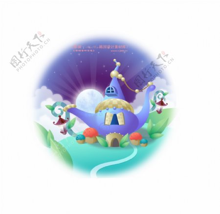 卡通风景儿童梦幻场景动画片HanMaker韩国设计素材库