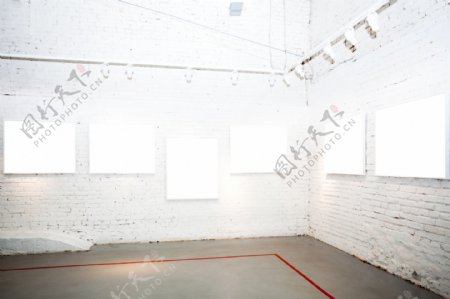 3d室内空白相框砖头墙图片