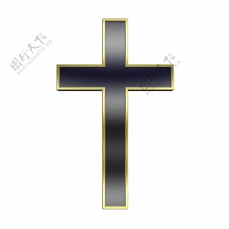 黑色与金色框架教的十字架的白色隔离