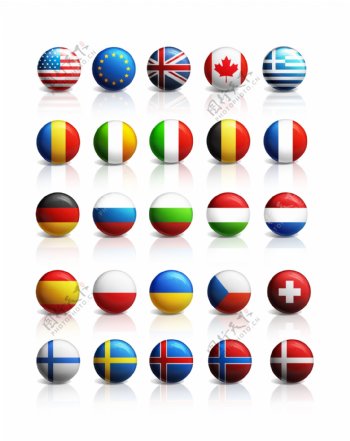 各国球状国旗图标图片
