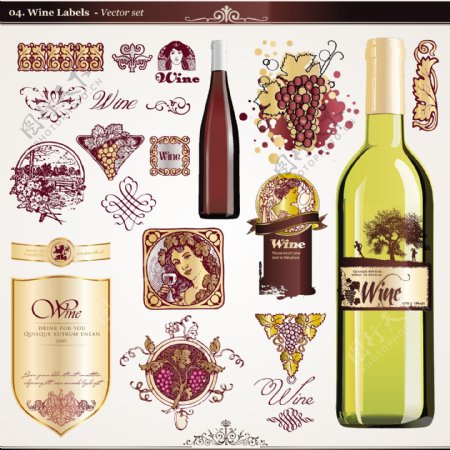 葡萄酒标签贴纸图片