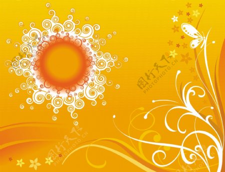花纹组成的太阳与时尚花纹