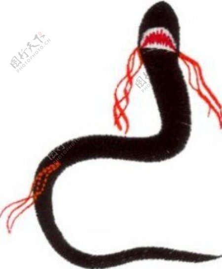 绣花毒蛇黑色红色凶残免费素材